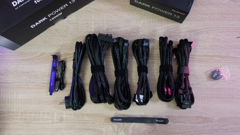 BeQuiet Dark Power 13 Premium PSU alle kabler modulært.JPG